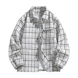 班尼路SK千鸟格夹克男春夏季美式复古翻领毛呢外套小香风上衣男YS