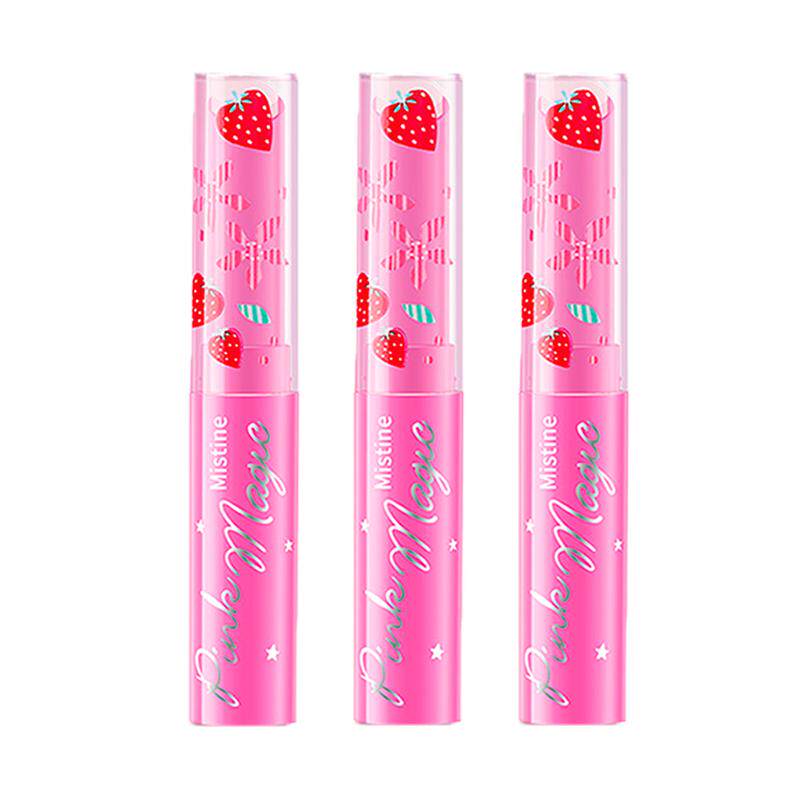 Mistine蜜丝婷小草莓滋润保湿少女口红变色唇膏护理3支润唇膏