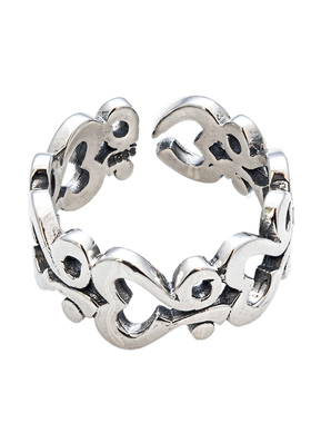 复古藤蔓纯银开口戒指欧美中性