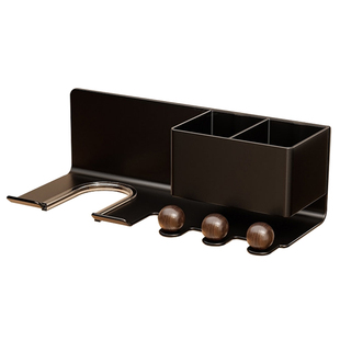 胡桃木吹风机置物架免打孔浴室卫生间电吹风筒收纳架厕所墙上壁挂