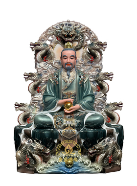 三清道祖神像汉白玉新彩供奉摆件