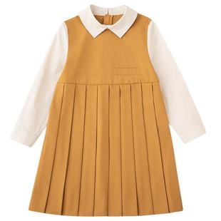 哈齿童装儿童秋装衬衫裙气质重工学院风百褶裙亲子长袖连衣裙女童