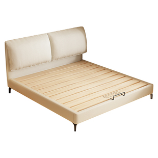 纯实木榫卯床大象耳朵齐边小户型静音互不干扰可定制排骨架床架