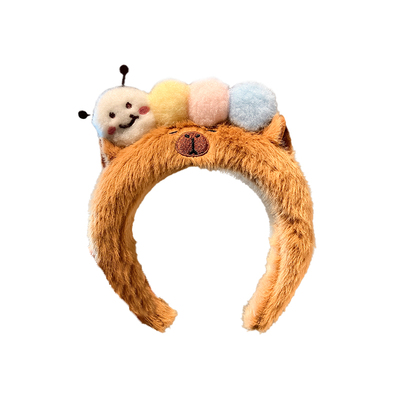 可爱毛毛虫毛绒发箍女款洗脸化妆