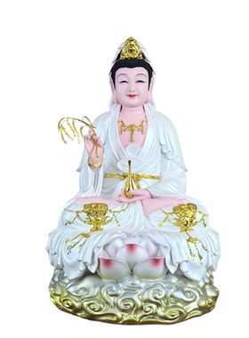 白衣观音树脂佛像新款仿铜彩观音