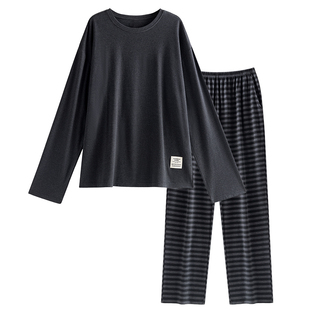 男士睡衣春秋季长袖高级感休闲套头大码家居服可外穿秋冬德绒套装