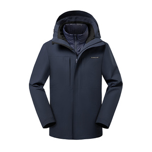 探路者羽绒冲锋衣男款秋冬户外三合一可拆卸防水防寒外套登山服女