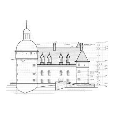 34.2x23.7米三层法式城堡CAD