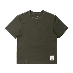NPNG简约休闲风军绿色撞色压线短袖T恤男重磅纯棉圆领质感上衣