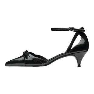 WHATFOR女鞋春夏新款休闲尖头猫跟一字带细跟皮带扣凉鞋WFP318078