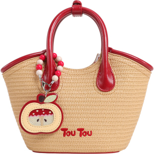 生日礼物TOUTOU苹果菜篮子编织包手提水桶旅游沙滩海边单肩斜挎包