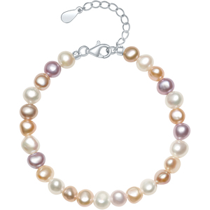 周六福淡水珍珠手链女彩色珍珠手饰S925银优雅送女友节日礼物