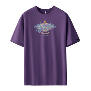 加肥加大紫色印花短袖男款夏季潮牌宽松百搭落肩袖抑菌凉感t恤8xl