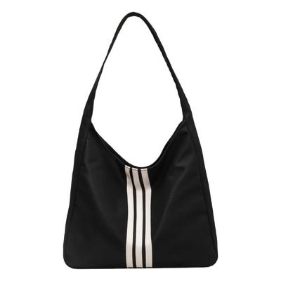 牛津布大容量条纹休闲单肩托特包