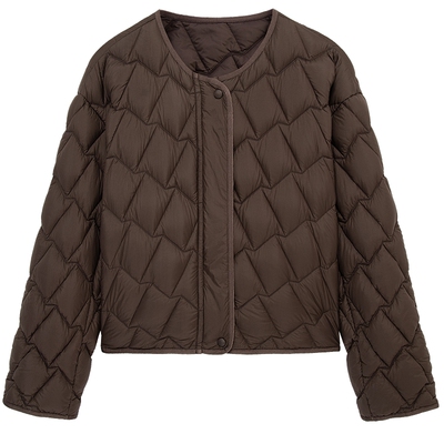 MESUX米岫25冬量感暖核翠峰绒鸭绒菱格纹短款圆领羽绒服MNWUL514