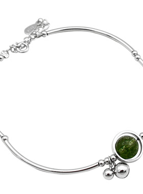 POEM女生绿水晶纯银手链