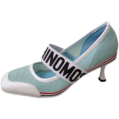 洋气网纱公分蓝色时尚风高跟鞋