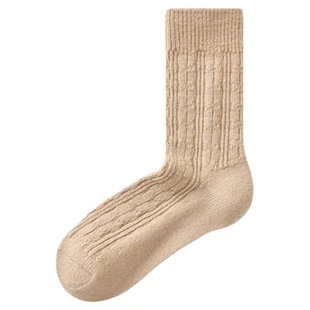 91%纯羊毛袜子女秋冬季中筒保暖加绒加厚东北抗寒美利奴羊绒长袜