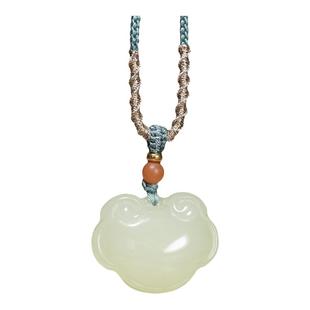 慕溪源和田玉平安锁玉锁吊坠女款温柔气质玉石玉佩项链编绳挂件