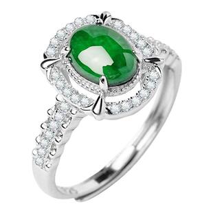 宫里上新翡翠戒指女纯银天然冰种绿色玉石指环轻奢高级感生日礼物