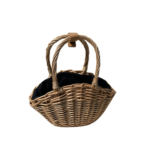 野餐菜篮子越南藤编包韩版草编手提包竹编包包编织小包纯色饺子包