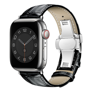 适用iwatch表带s11真皮applewatch11表带ultra3苹果手表se表带s10代s9高级45mm46/41男女40蝴蝶扣s8运动智能7
