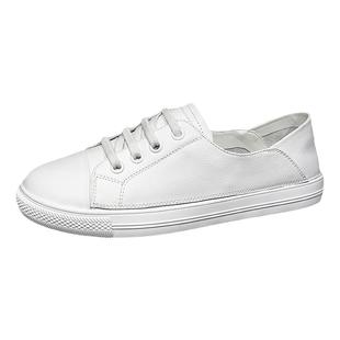 头层牛皮小白鞋女秋透气2026新款百搭平底休闲鞋后踩一脚蹬板鞋女