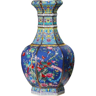 景德镇陶瓷器花瓶摆件仿乾隆仿古瓷瓶中式古典客厅酒柜装饰品摆设