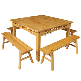 实木餐桌椅组合饭店餐饮餐桌小户型桌子家用饭桌四方桌仿古八仙桌