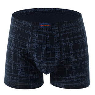 健将100%纯棉平角内裤宽松透气男款裤衩印花平角短裤男式四角底裤