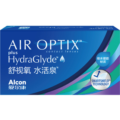 双重保湿持久水润爱尔康隐形眼镜水活泉月抛3片