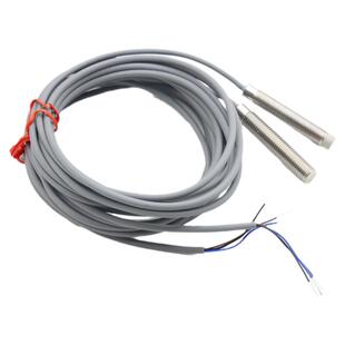 精嘉科金属外壳M8电容式接近开关传感器平头凸头感应开关线料感应