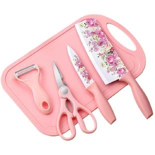 不锈钢印花水果刀切菜刀套装家用锋利切肉片刀厨师多用刀厨房刀具