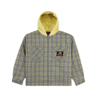 PLEASURES拼色贴布格纹连帽夹克