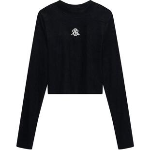 REVAN芮范设计师款甜酷风丝绒黑色打底衫RN70801046