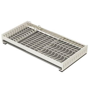 橱柜碗碟收纳架可伸缩家用抽屉式碗架免打孔沥水置物架厨房下拉篮