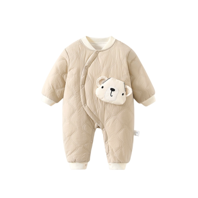 婴儿衣服秋冬连体衣150g夹棉新生儿宝宝满月百天哈衣棉服外出爬服