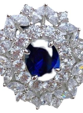 口莫桑石套装蓝钻耳钉项链