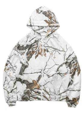 现货 MAGIC STICK WHITE SNOW HOODIE 雪山迷彩复古连帽拉链卫衣