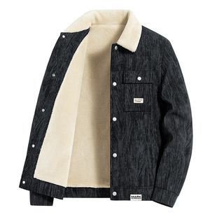 马克华菲灯芯绒翻领外套男款2026新款冬季加绒加厚男士衣服夹克