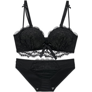 性感内衣女聚拢小胸蕾丝刺绣aa杯平胸显大文胸套装手掌杯胸罩半杯