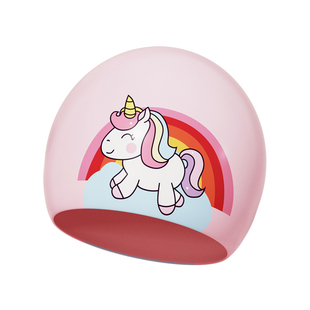 儿童泳帽不勒头硅胶女童长发防水专业卡通印花泳镜大童宝宝游泳帽