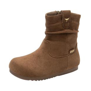 【清仓】红蜻蜓女童堆堆靴子儿童加绒二棉小短靴2025新款大童保暖