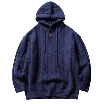 阿于呆套头麻花连帽毛衣