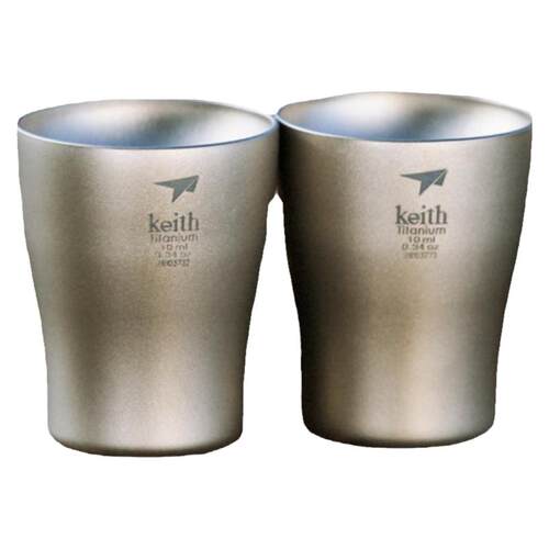 keith铠斯钛白酒杯10ml烈酒家用杯一口杯酒盅双层金属杯子户外