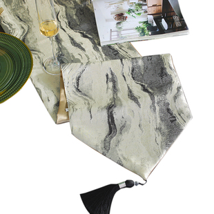 桌旗美式轻奢样板间新中式现代简约茶席茶巾餐桌桌巾茶几长条桌布