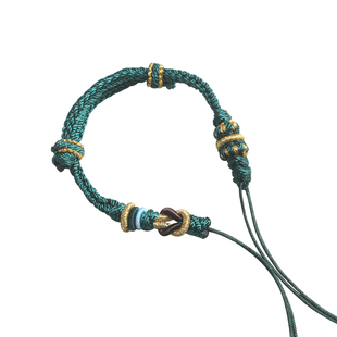 红绳手绳半成品可穿珠黄金铜钱平安扣转运珠DIY编织手链男女编绳