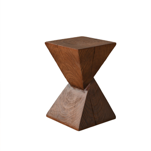 根雕矮凳换鞋凳实木墩子黑胡桃木色民宿酒店摆件底座原木边几茶几