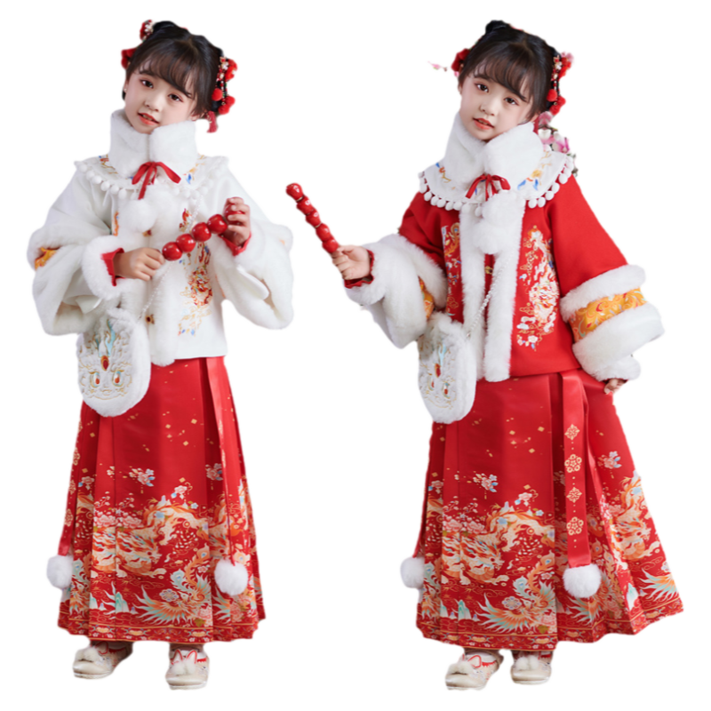 汉服女童儿童拜年服中国风马面裙古装秋冬唐装喜庆洋气宝宝过年服