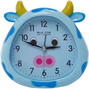 创意卡通学生可爱奶牛闹钟时尚儿童床头现代简约家居摆件起床座钟